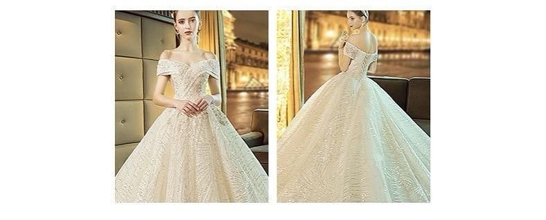 Gorgeous Shiny Wedding Dress Off the Shoulder Gown