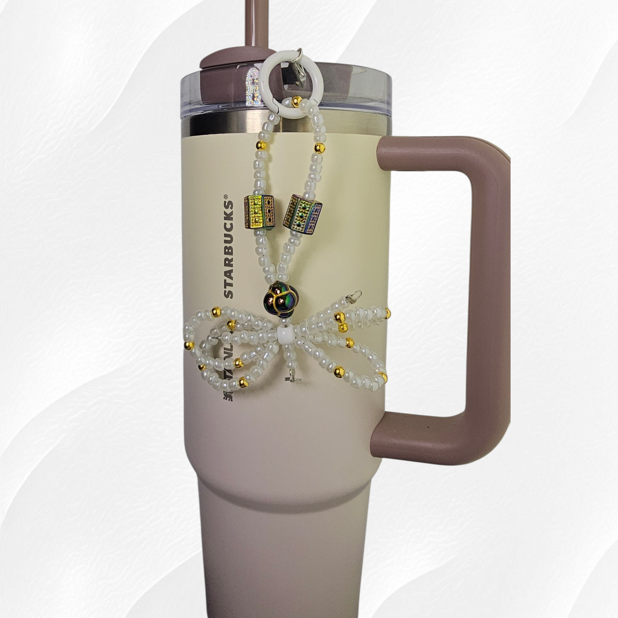 Egyptian Beaded Ribbon Bow Tumbler Straw Charm