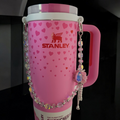 Deluxe Princess Beaded Tumbler Charm Necklace  - Princess Pink
