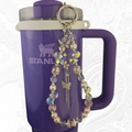Deluxe Butterfly Beaded Tumbler Charm Necklace  - Pink