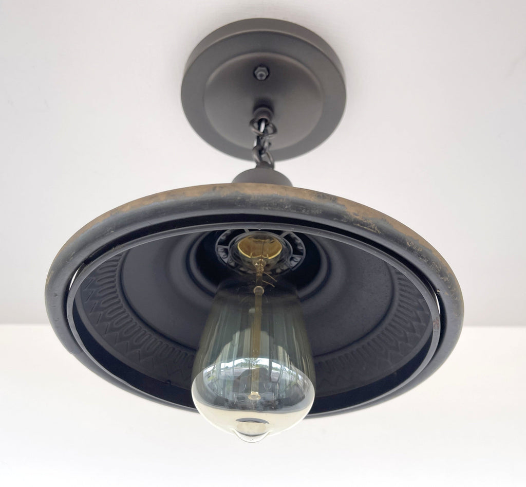 Rustic Industrial Farmhouse Ceiling Light | 7"W | Metal Flush Mount