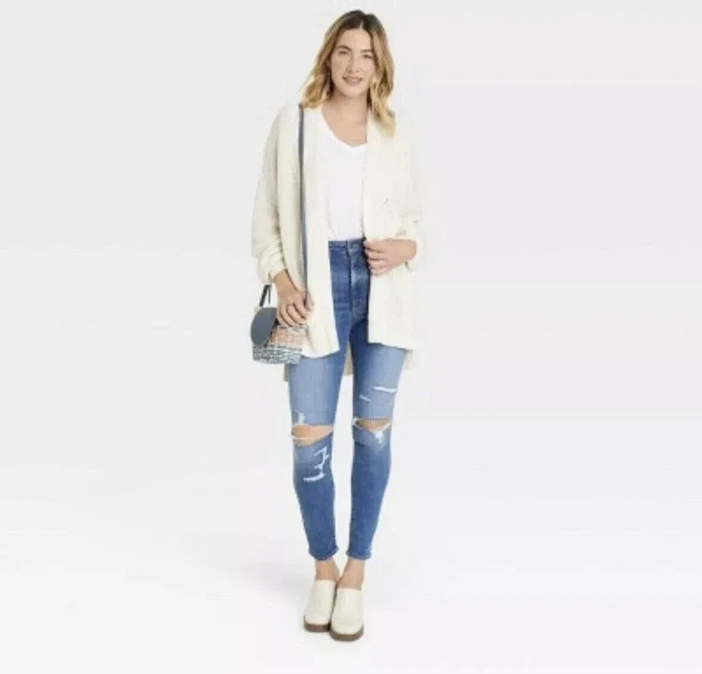 Universal Thread High-Rise Skinny Jeans Medium Wash/Distressed Stretch (Plus Size)