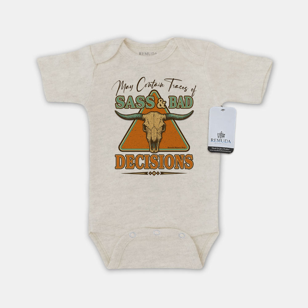 Sass & Bad Decisions - Infant Kids One Piece Western Romper