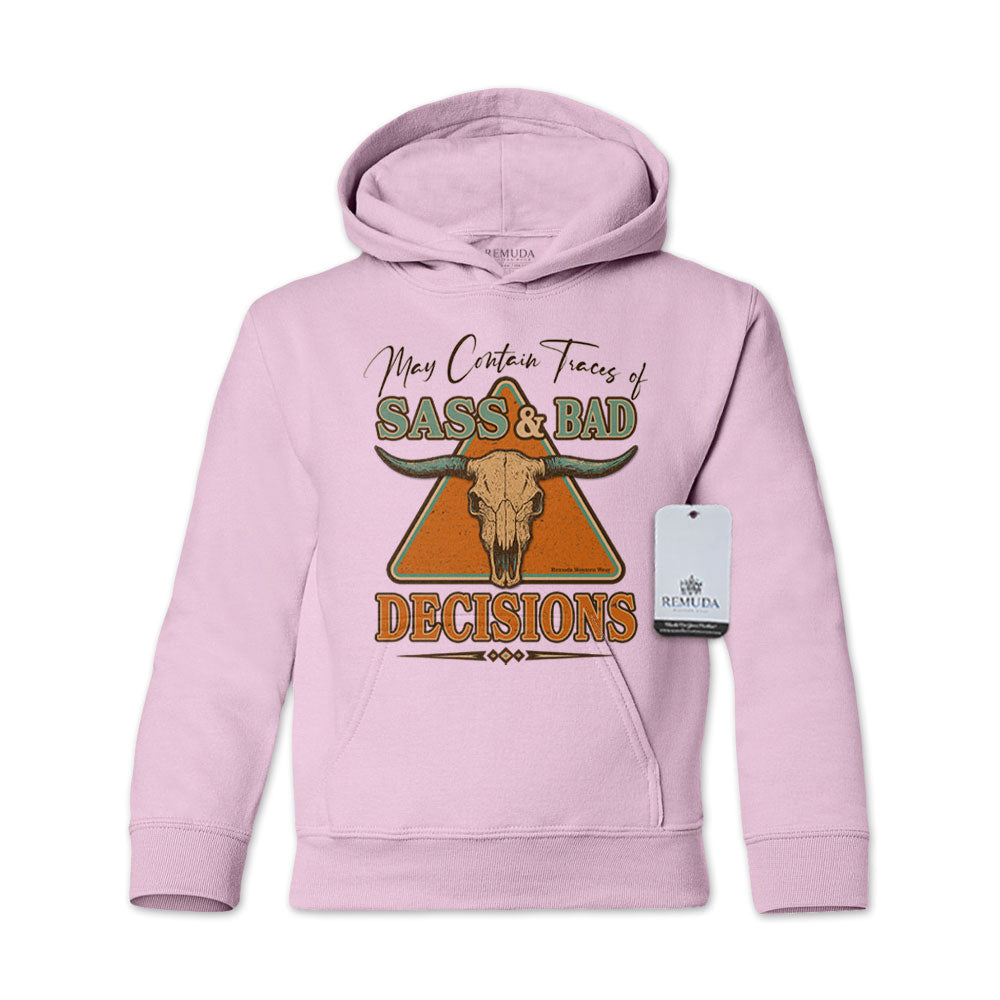 Sass & Bad Decisions - Youth Western Pullover Hoodie
