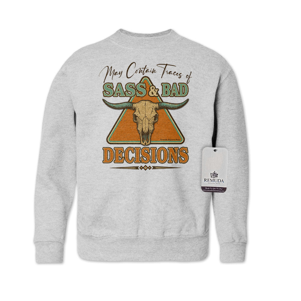 Sass & Bad Decisions - Western Youth Sweatshirt