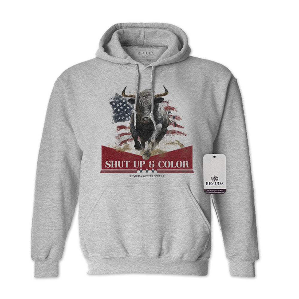 Shut Up & Color - Patriotic Adult Unisex Western Hoodie