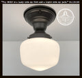 Antique Opal Simple Milk Glass Schoolhouse Ceiling Light | 6" Semi-Flush