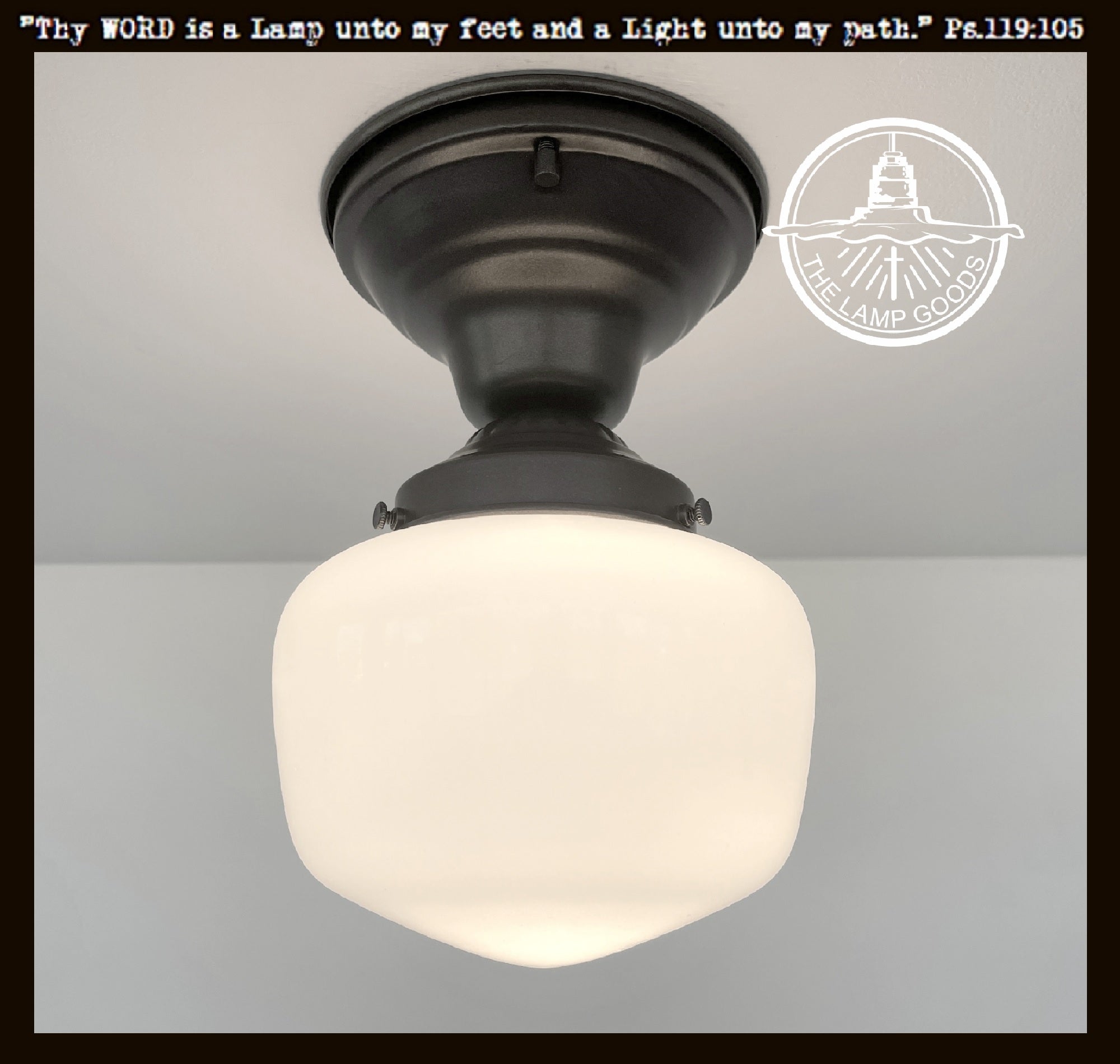 Antique Opal Simple Milk Glass Schoolhouse Ceiling Light | 6" Semi-Flush