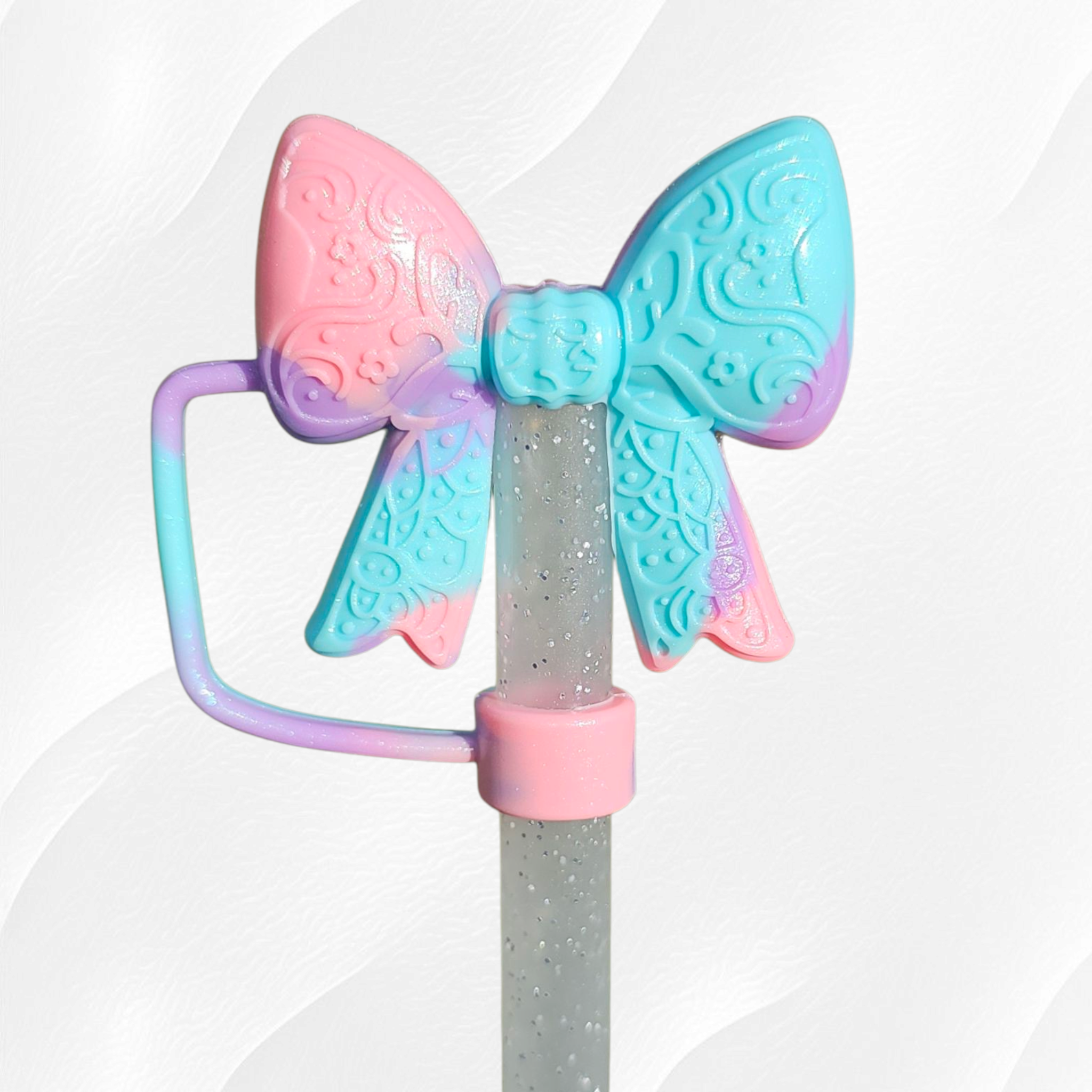 Paisley Princess 3D Silicone Straw Topper | Pastel Swirl Shimmer