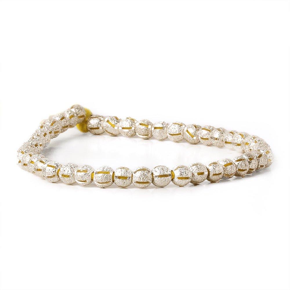 5mm Sterling Silver Plated Brass Stripe Stardust Rounds 8 inch 47 beads