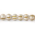 5mm Sterling Silver Plated Brass Stripe Stardust Rounds 8 inch 47 beads