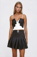 Taffeta Bloom Mini Skirt – Black