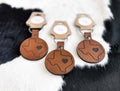 Texas w/ Heart Leather Keychain