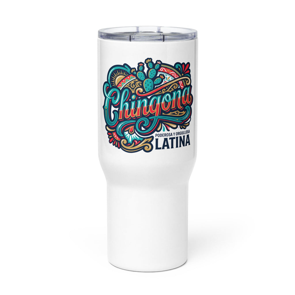 Chingona logo Travel mug with a handle