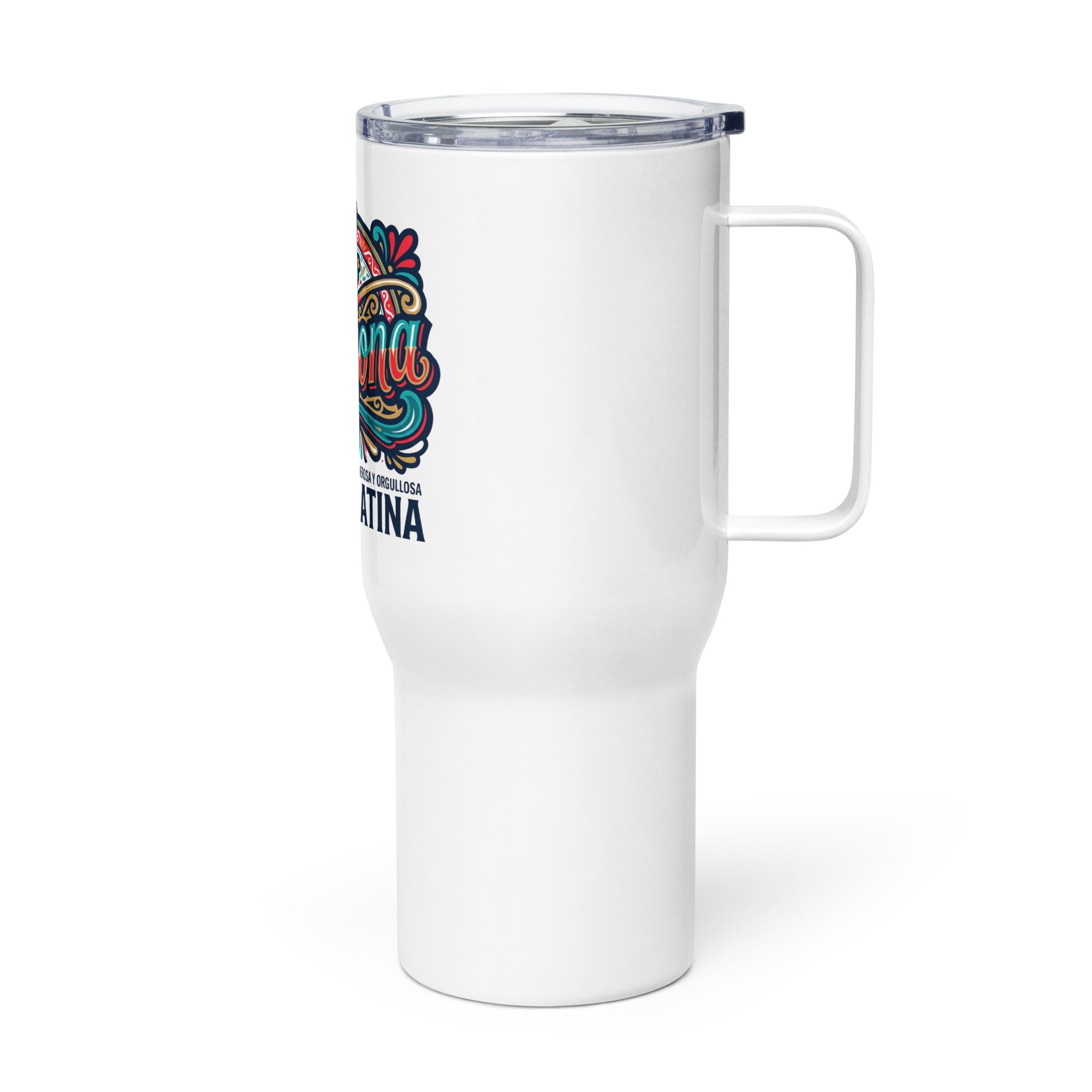 Chingona logo Travel mug with a handle