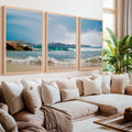 Triple Wall Art – Coastal Waves and Island Horizon