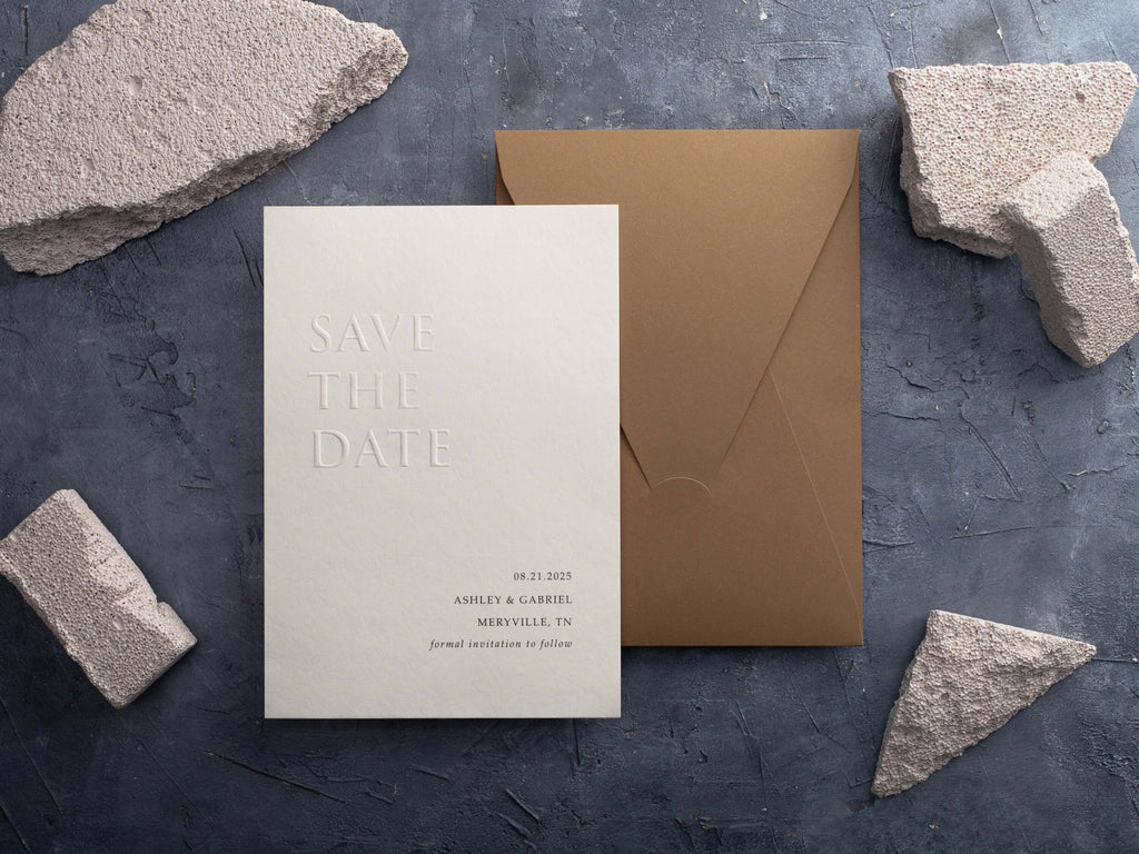 Classic Embossed Save The Date Card