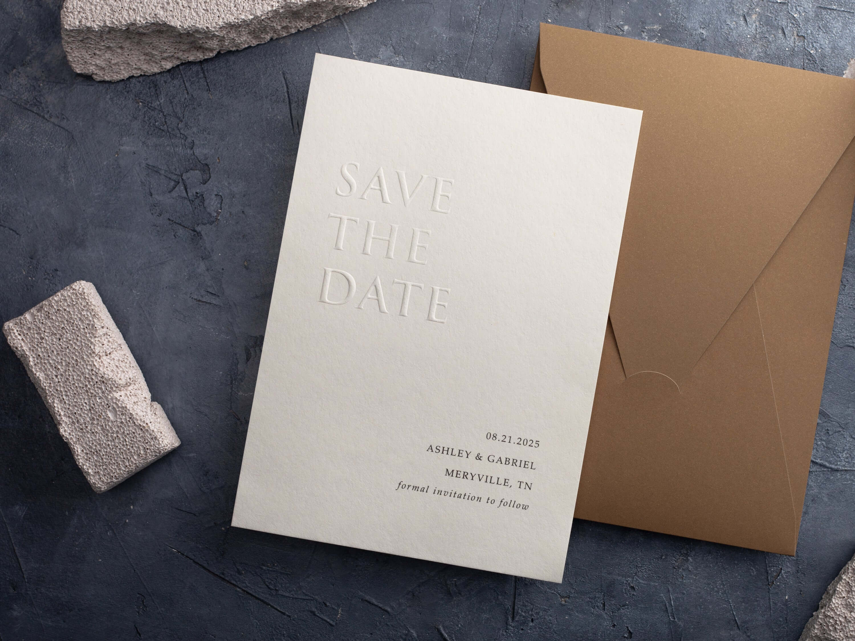 Classic Embossed Save The Date Card