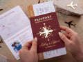 Burgundy & Gold Passport Wedding Invitation