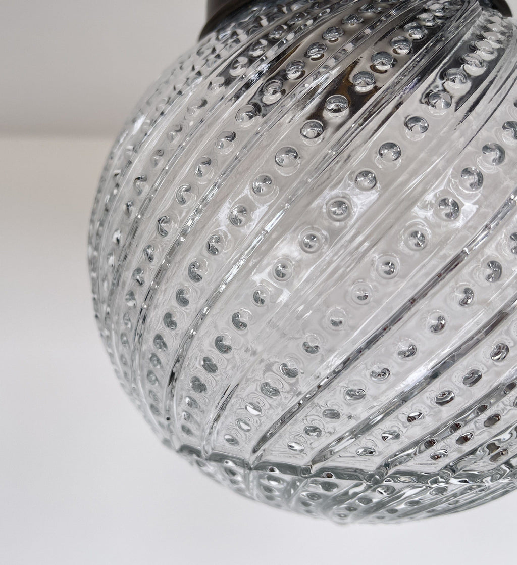Antique Hobnail Swirl Clear Glass Light 1960's